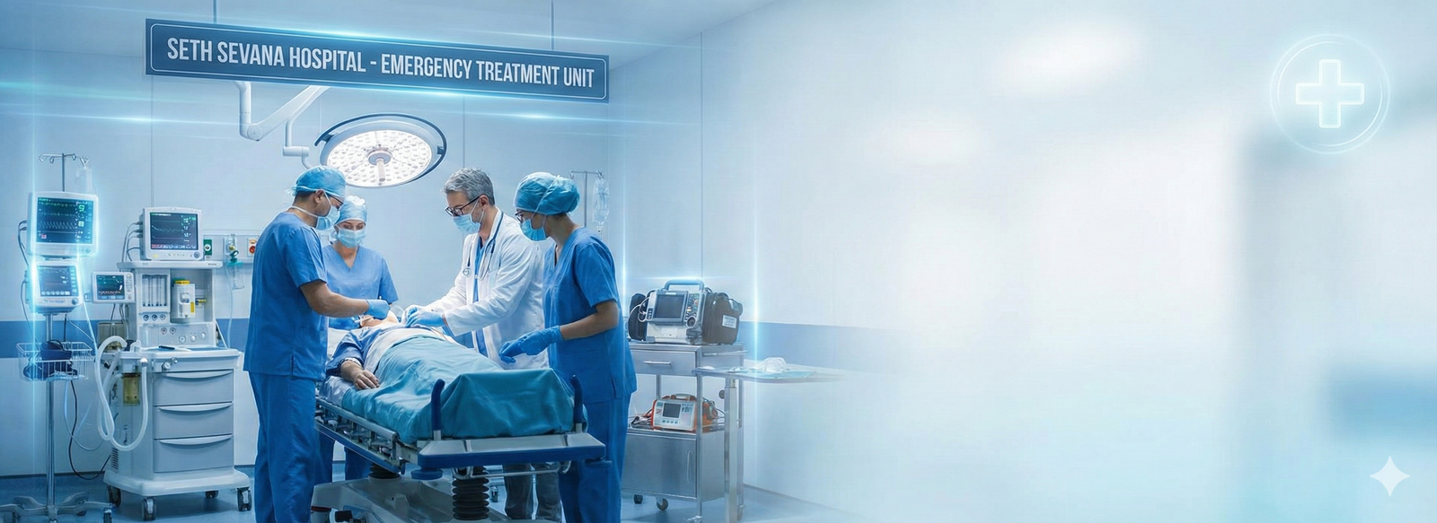 Emergency medical team consulting or tending to a patient